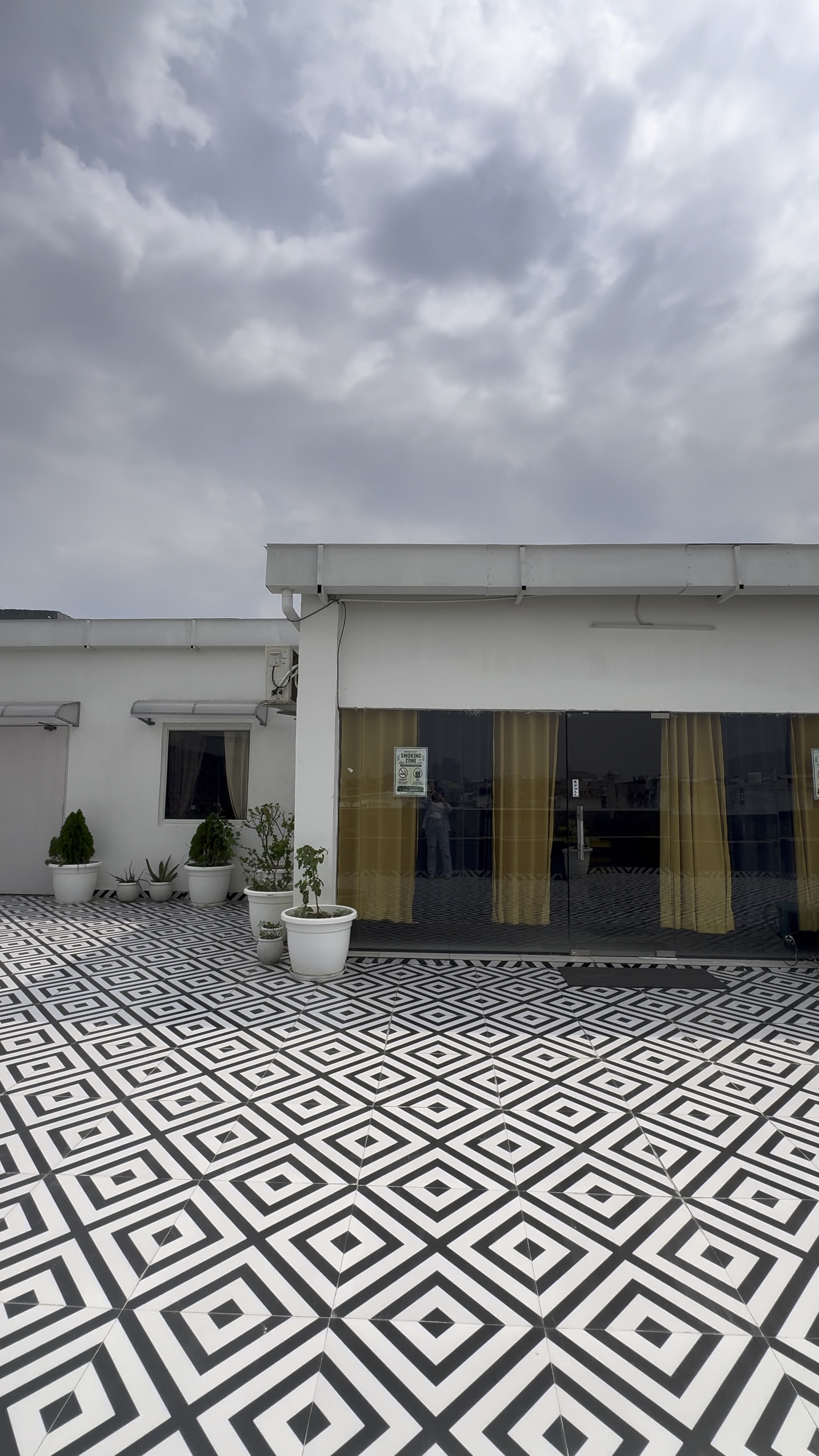 Rooftop Sky Deck with Geometric Tiling